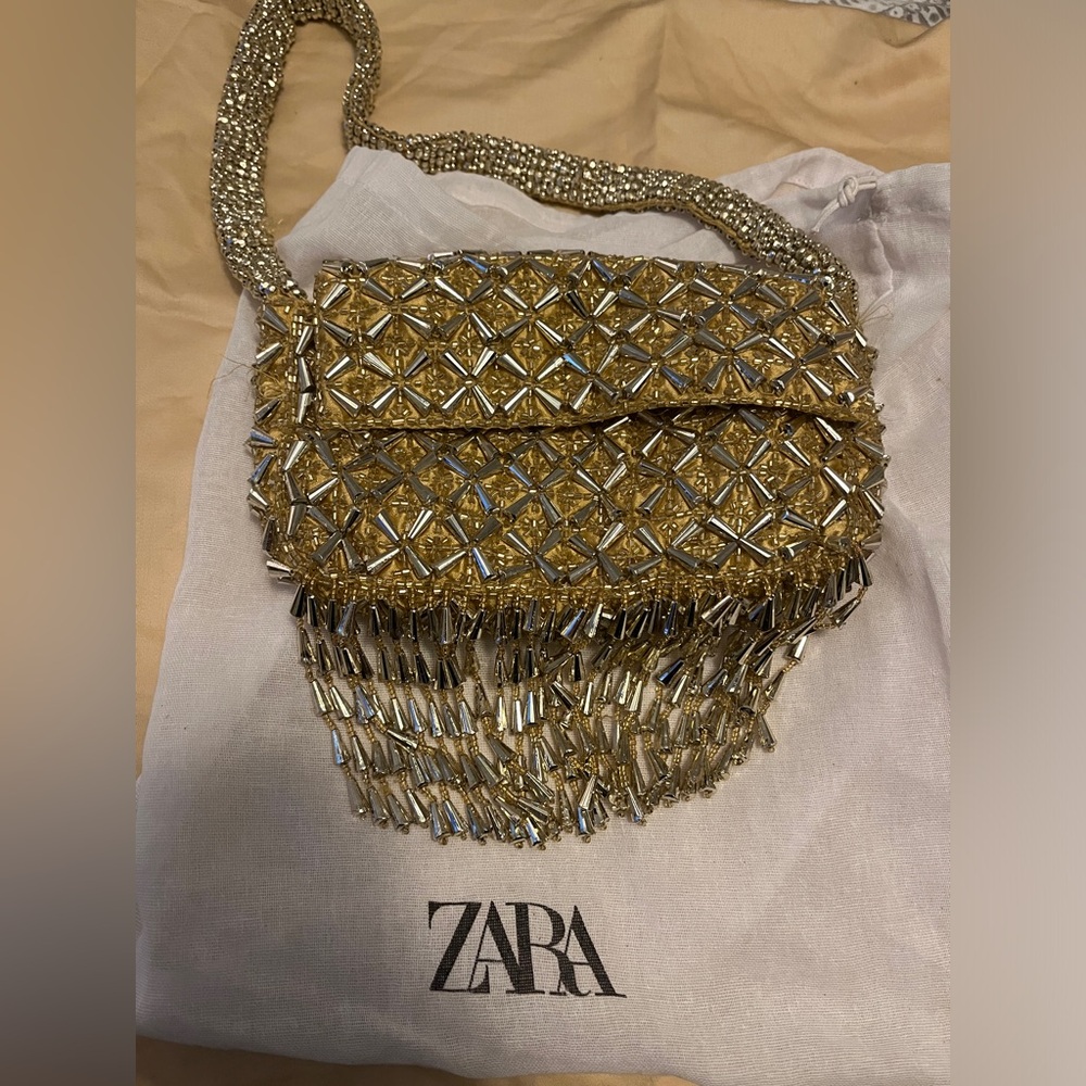Zara gold beaded bag